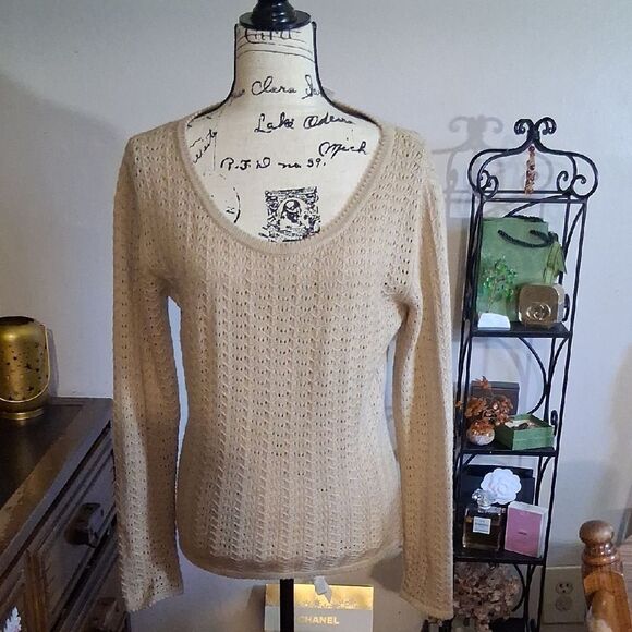 Saks Fifth Avenue Women's Beige Cashmere/Silk Sweater Size Large - Picture 1 of 8